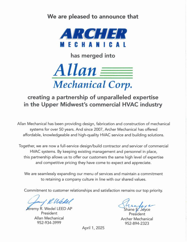 Allan Mechanical buys Archer mechanical